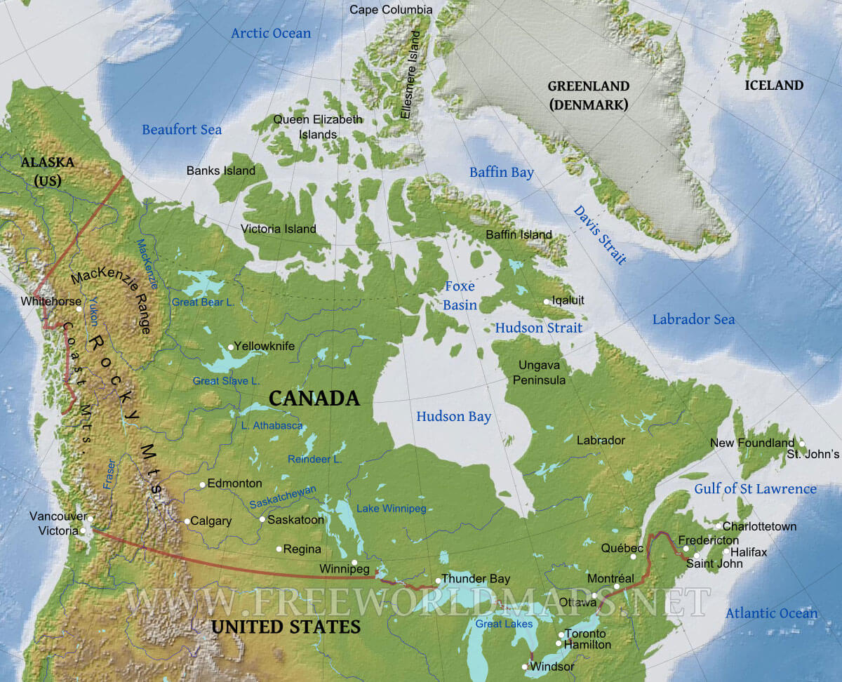 Canada Physical Map