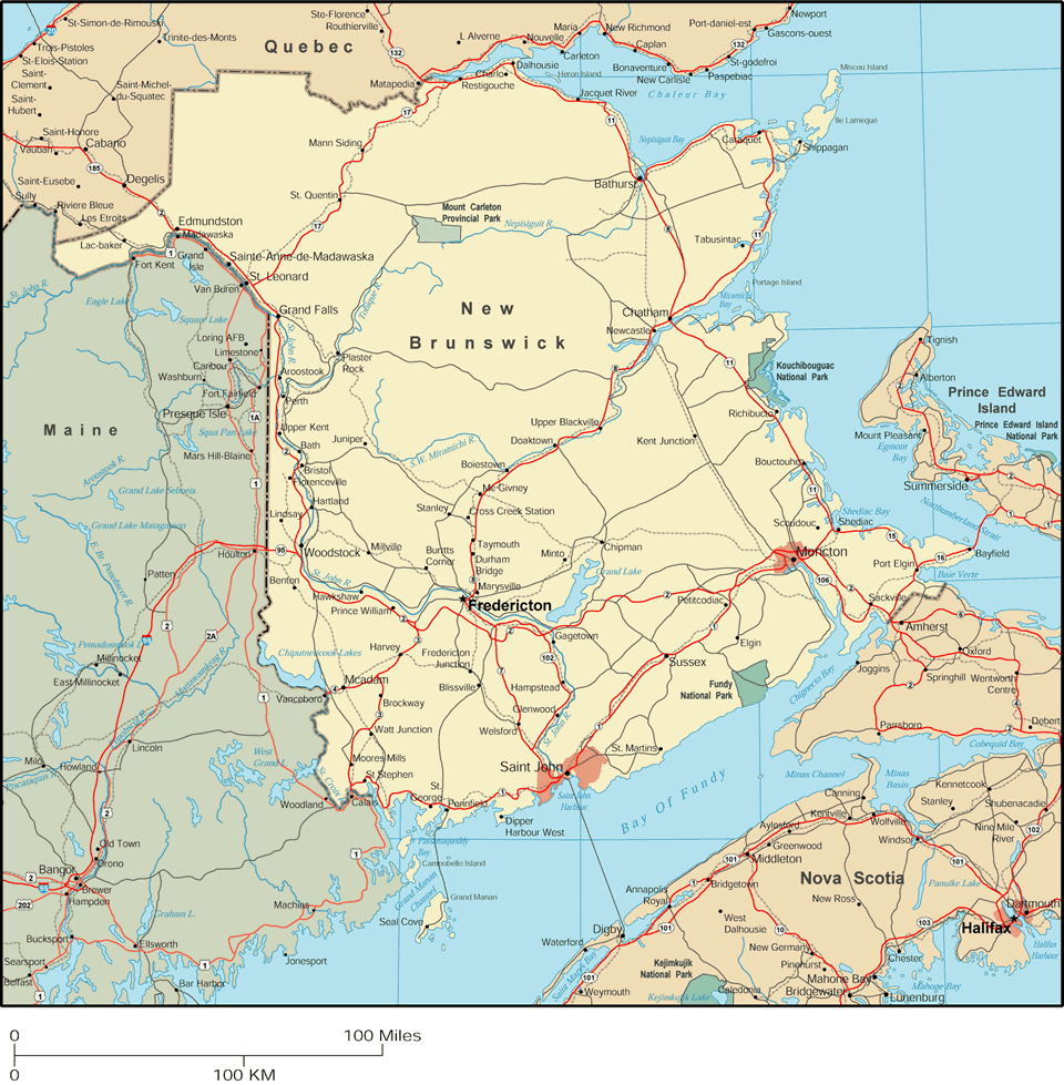 new brunswick Fredericton map