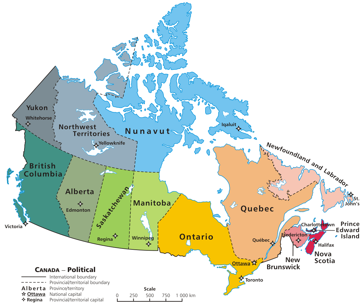 Canada States Capital Map