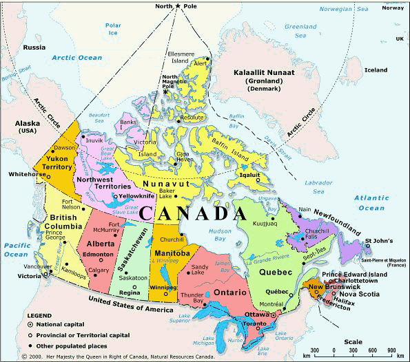 map of canada provinces