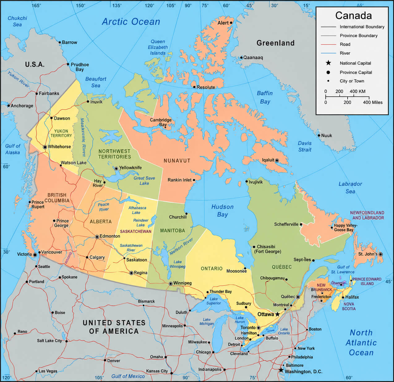 Canada administrative divisions map