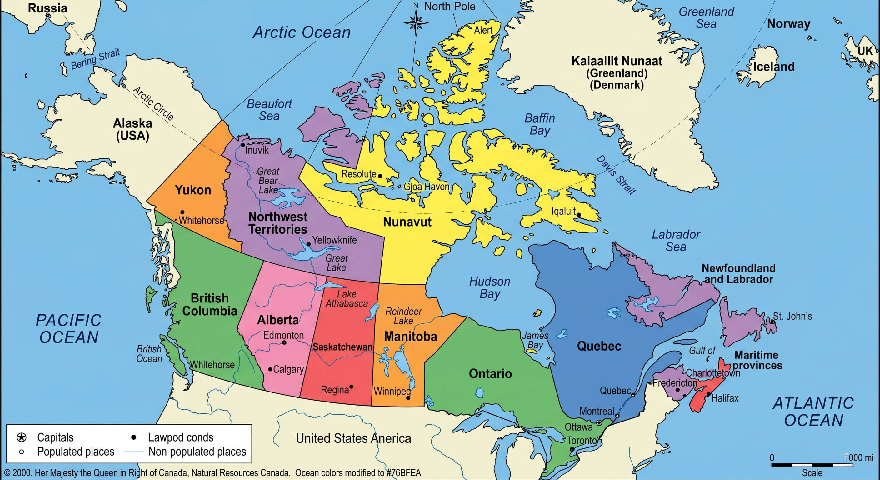 Canada provincial boundaries map