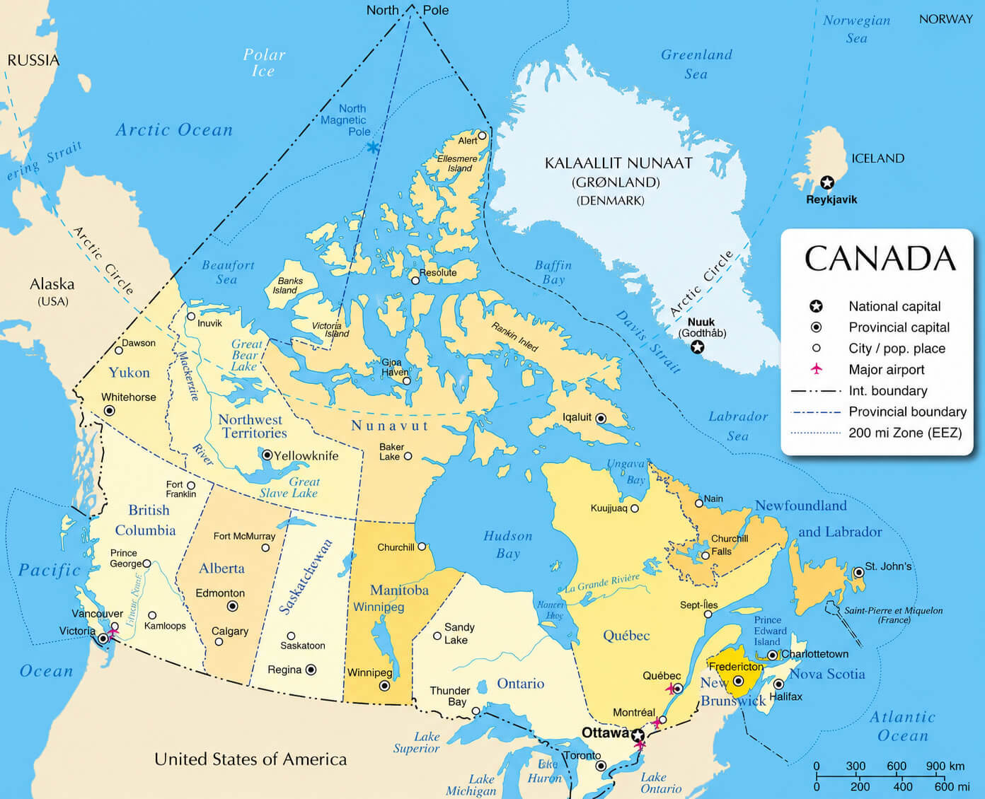 Canada reference political map