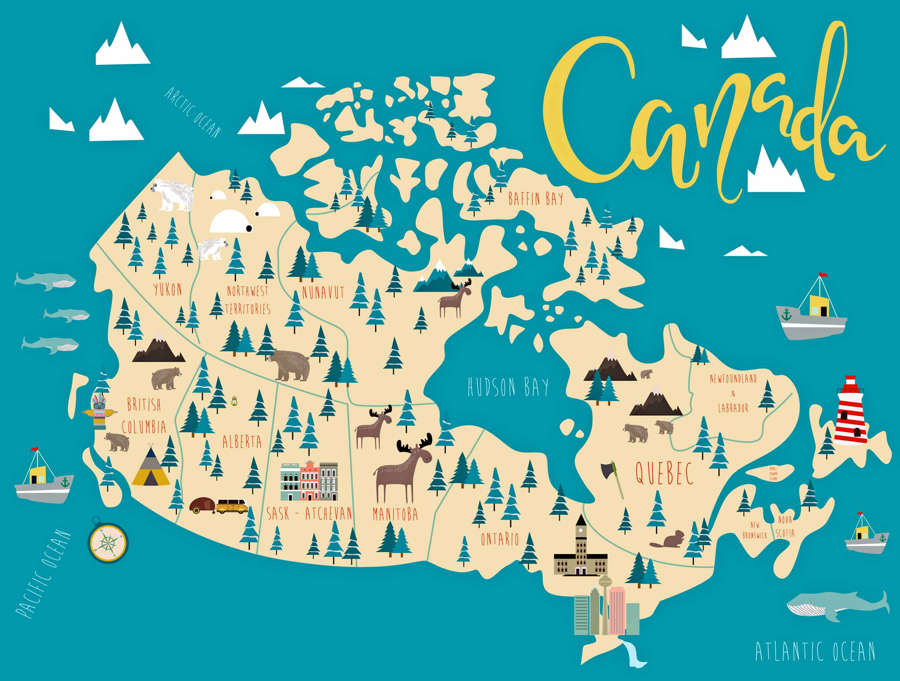 Canada tourist attractions map