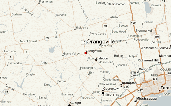 Orangeville map canada