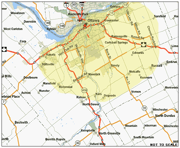 Ottawa delivery area map
