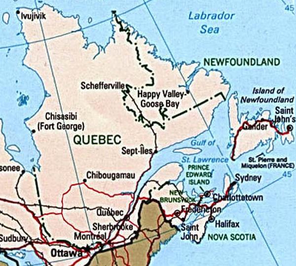 Quebec Political Map 1997