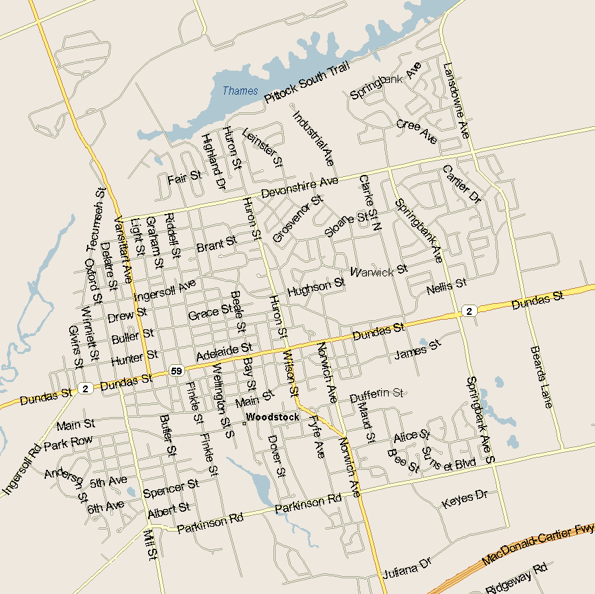 Map Of Woodstock Ontario