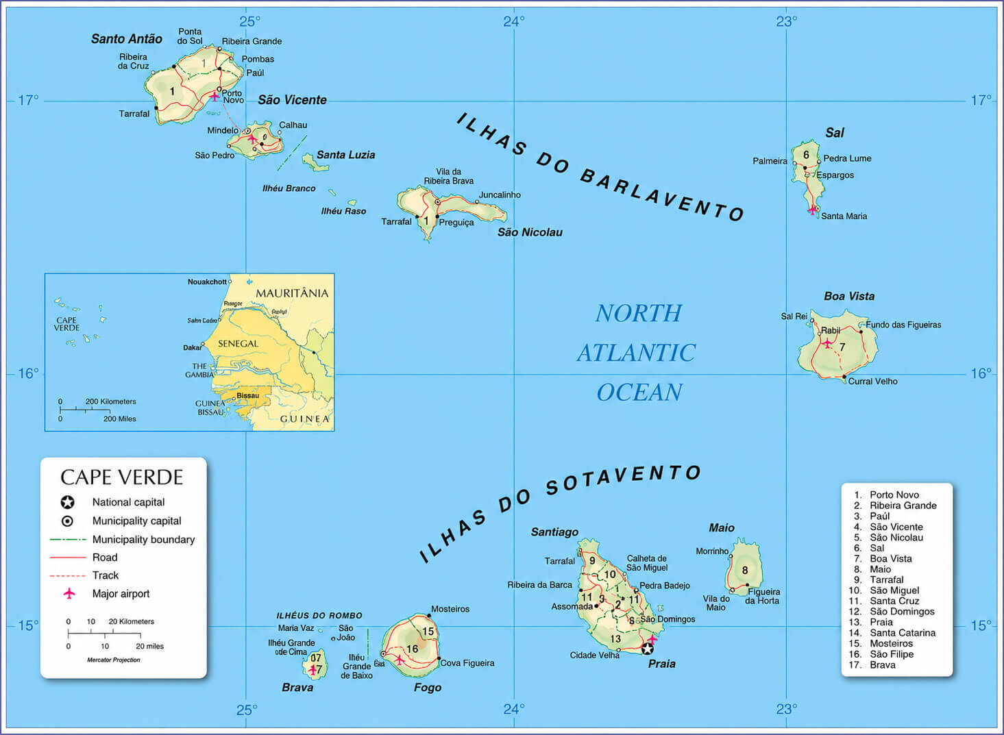 CAPE VERDE POLITICAL MAP