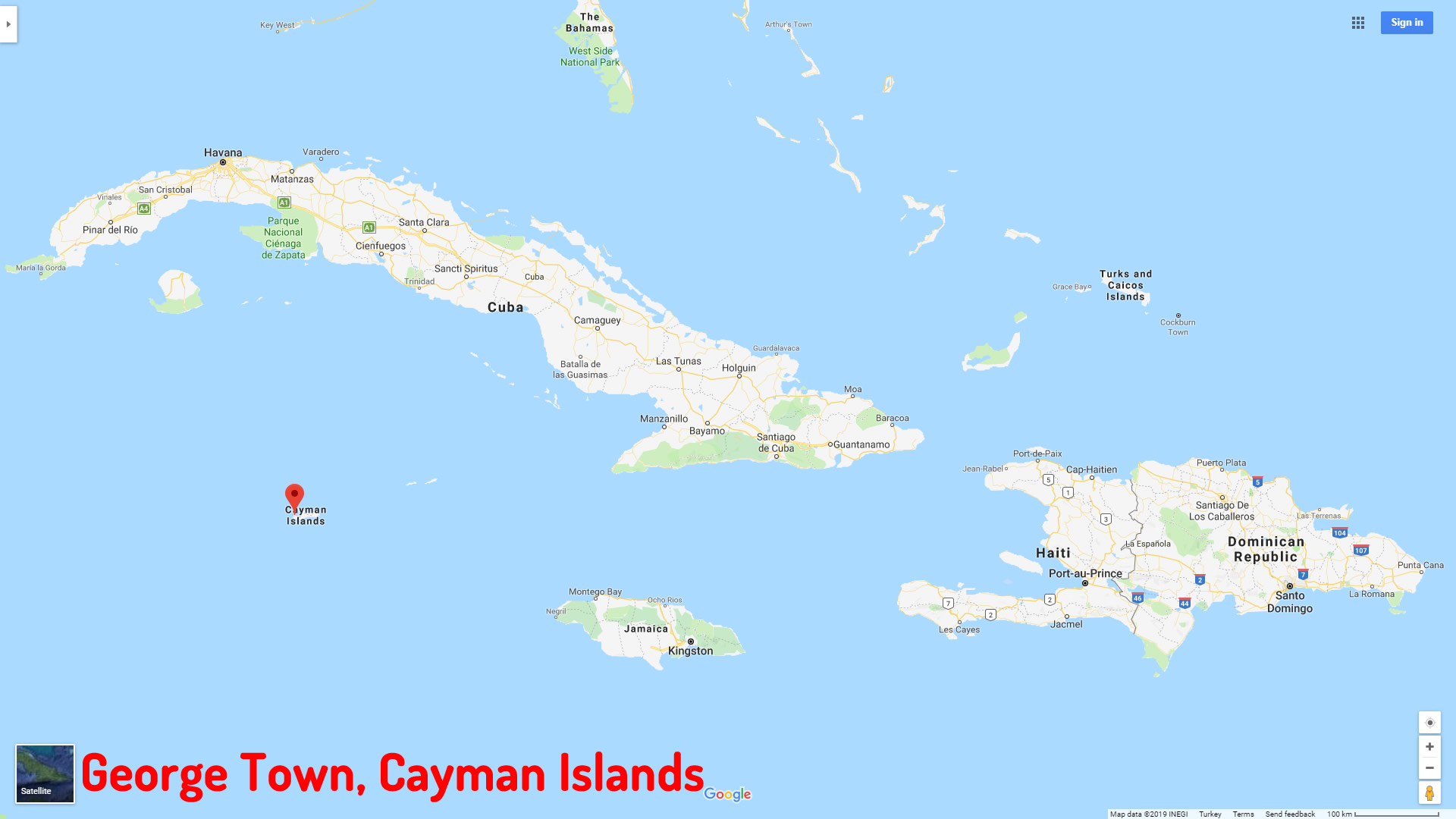 George Town map Cayman Islands