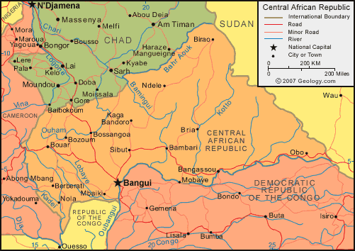 MAP OF CENTRAL AFRICAN REPUBLIC