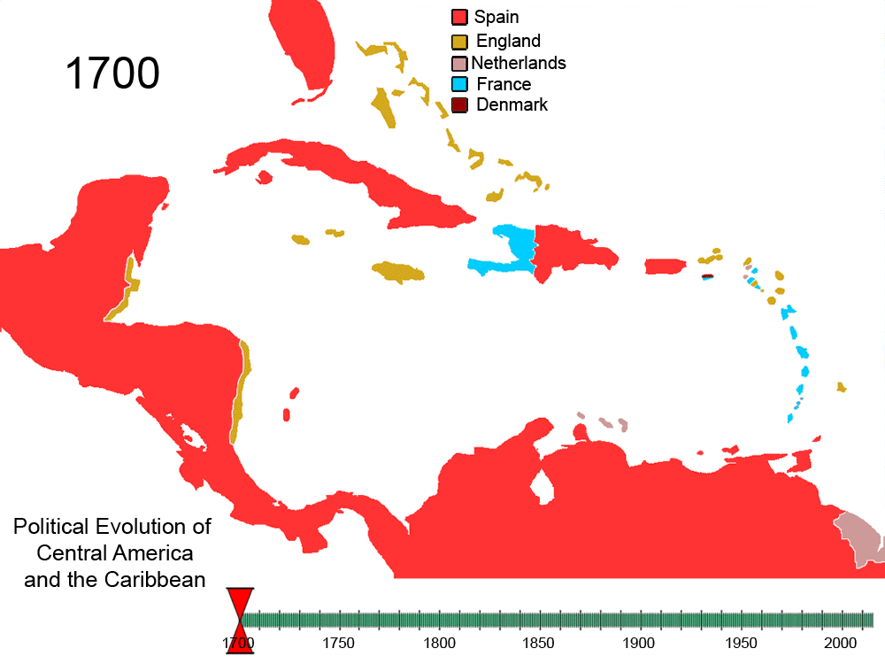 political evolution central america caribbean 1700