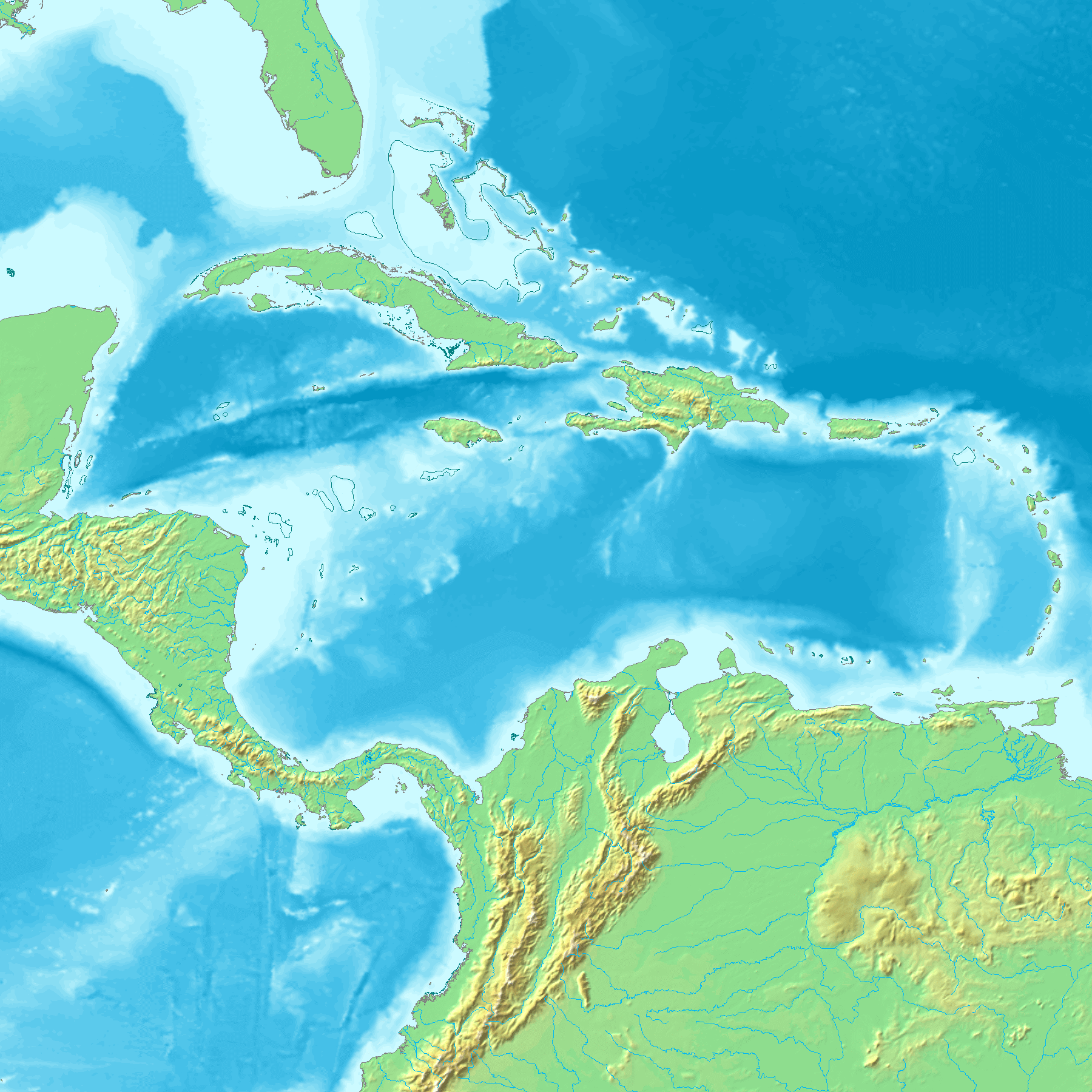 topography hydrography Caribbean 2005
