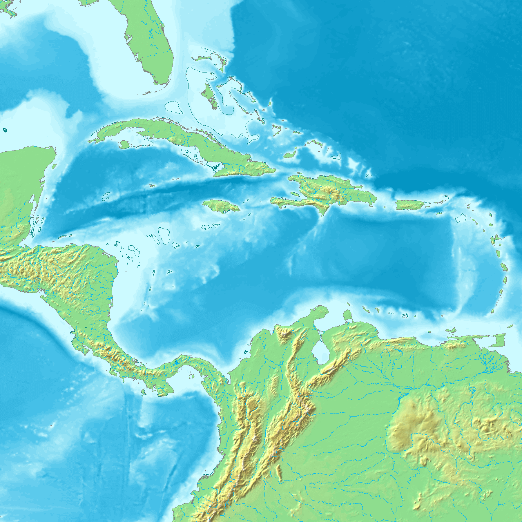 Topography Hydrography Caribbean 2005