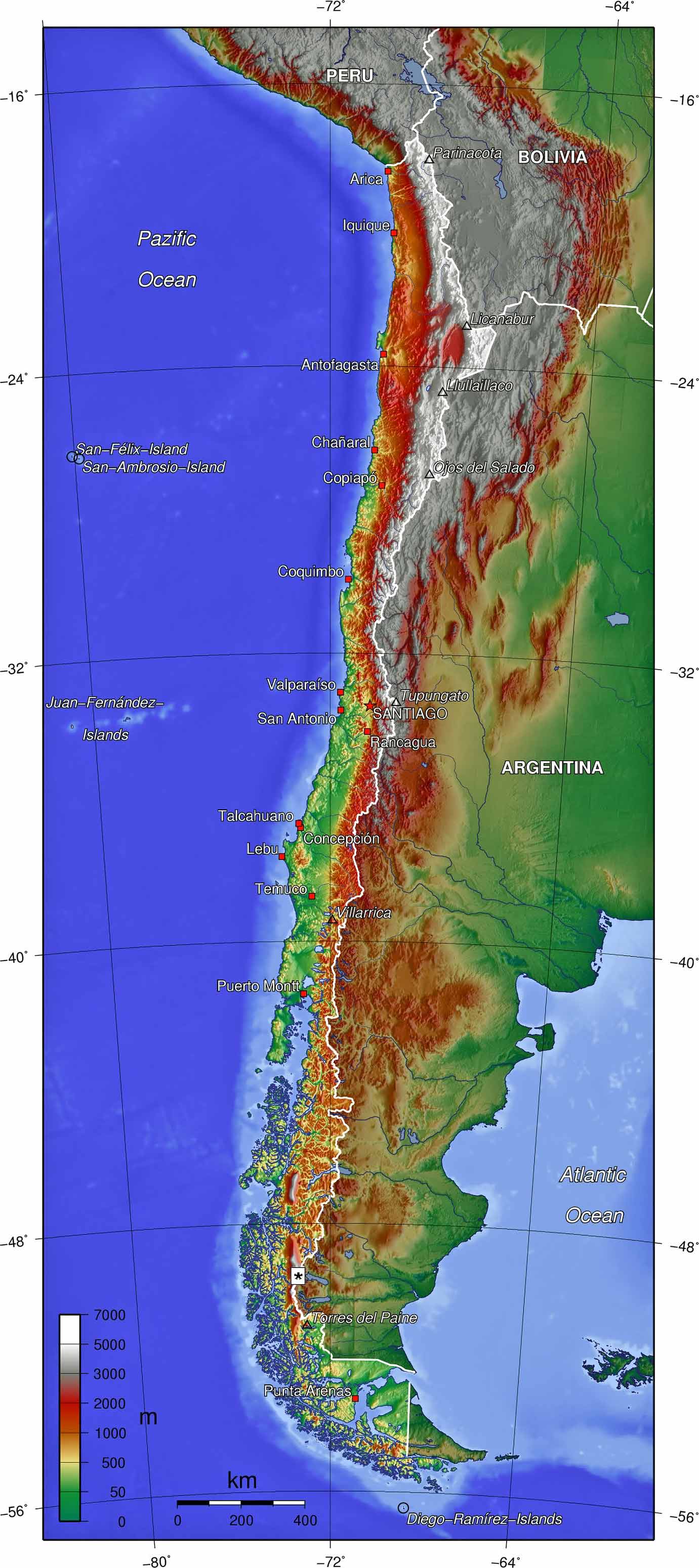 Chile Topographic Map