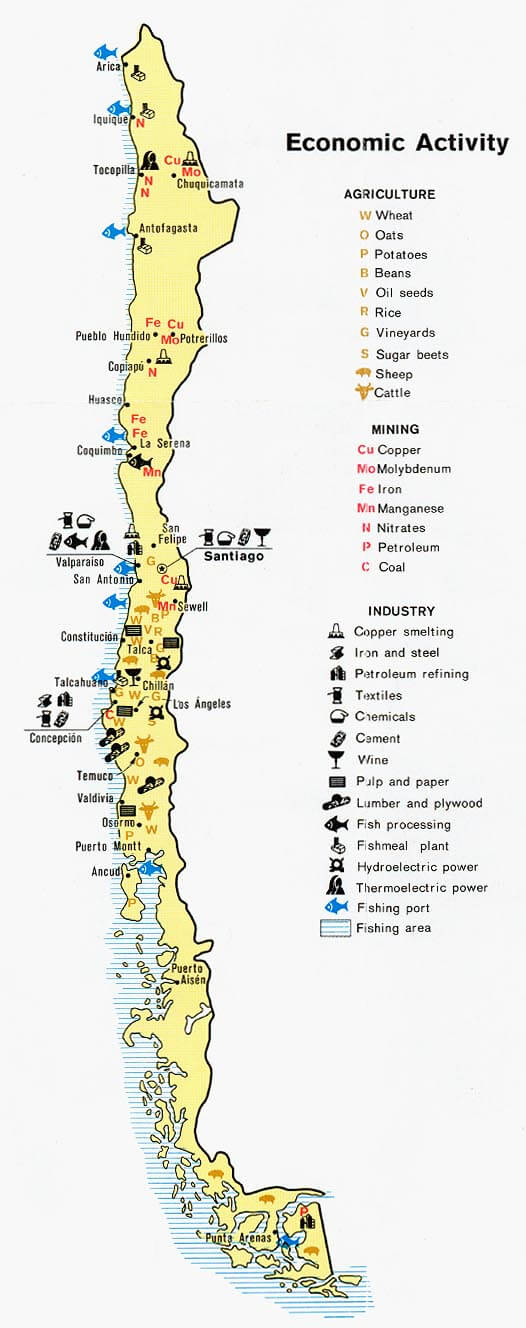 chile economic activity map 1972