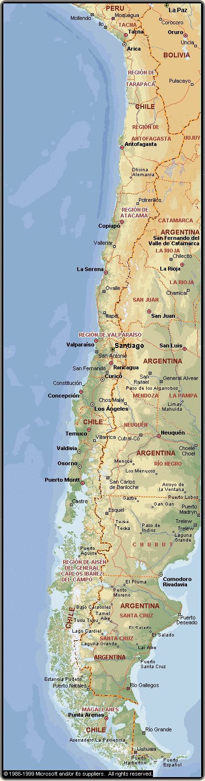 Physical Chile Map