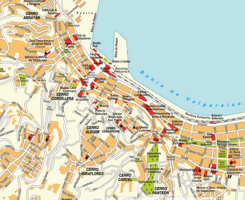 downtown map of Valparaiso