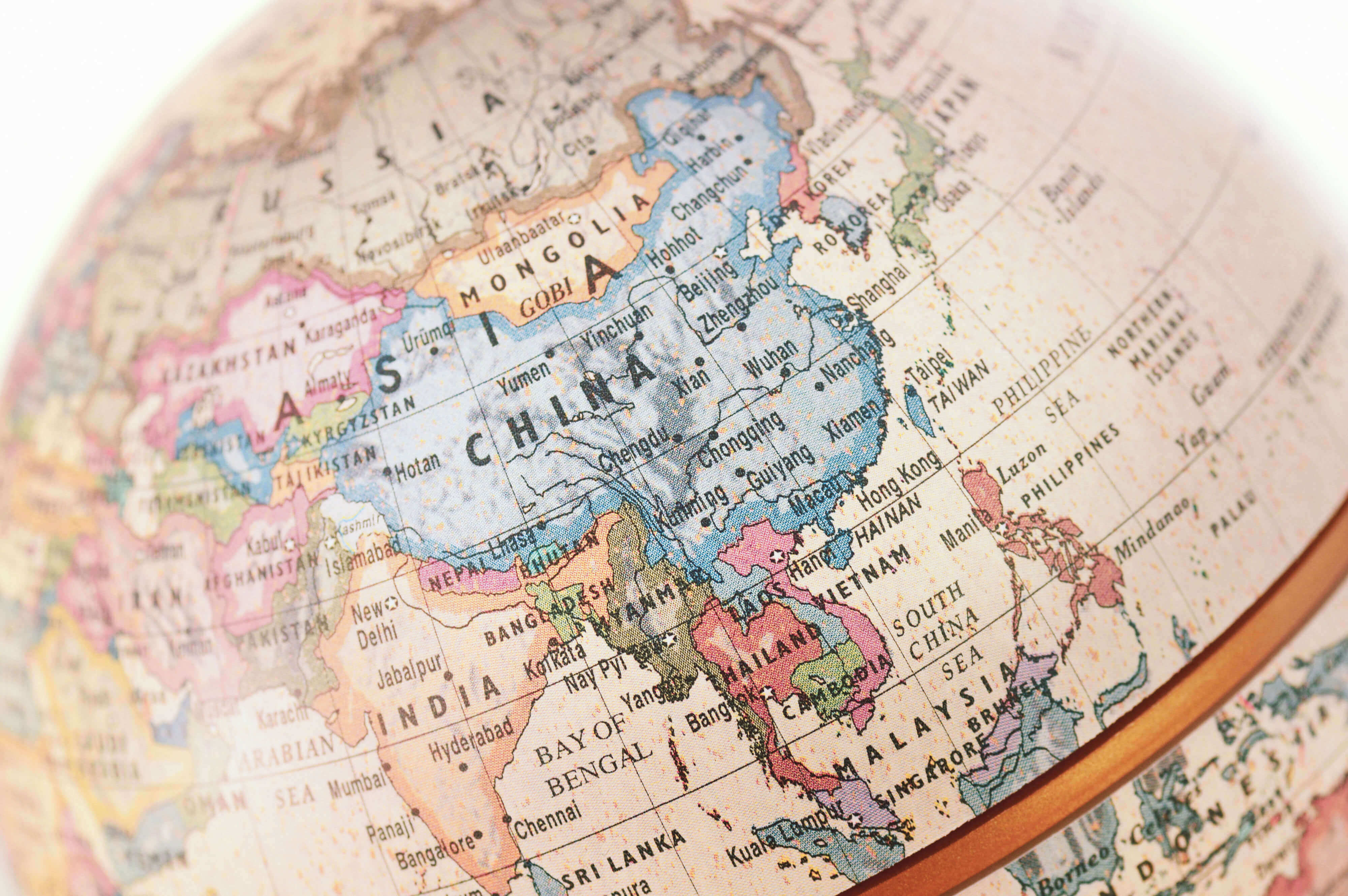 China Map with Globe Asia