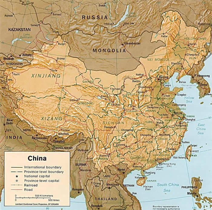 China Physical Map