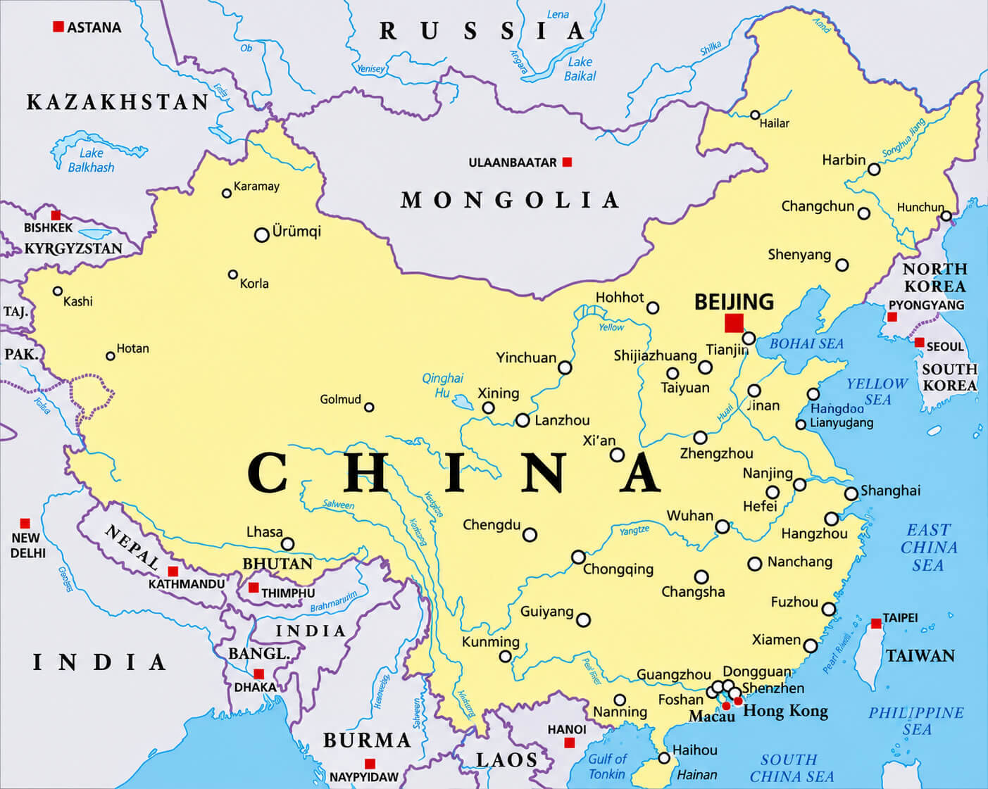 China largest cities map