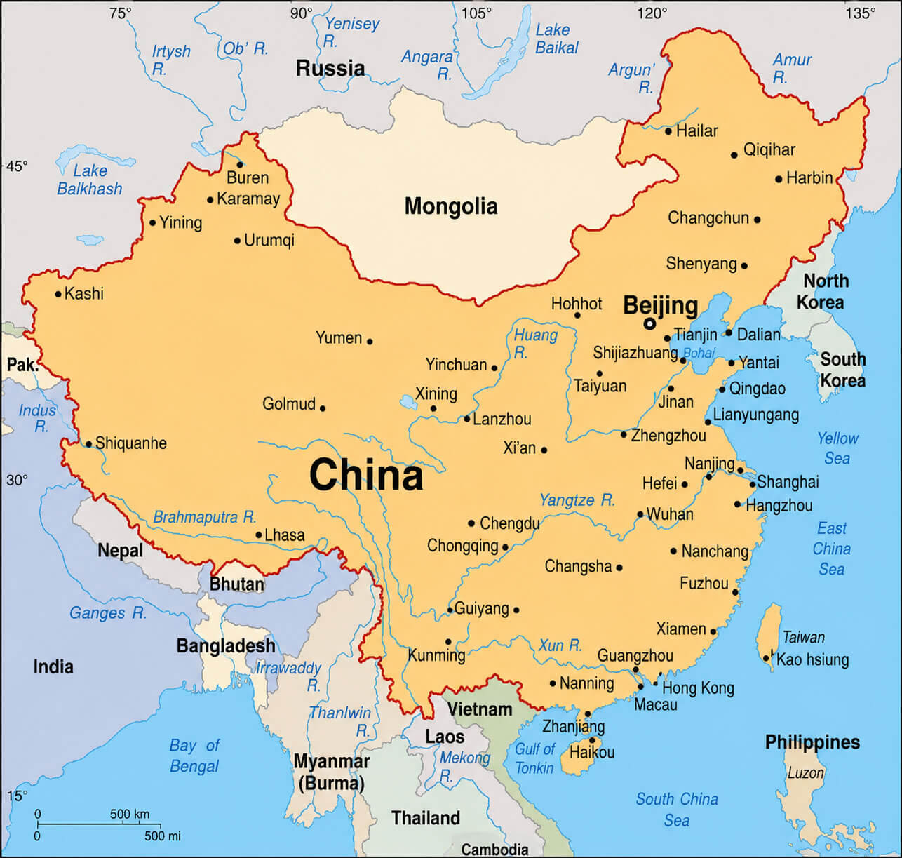 China major cities map
