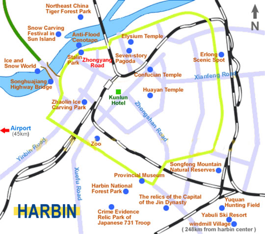 harbin map china