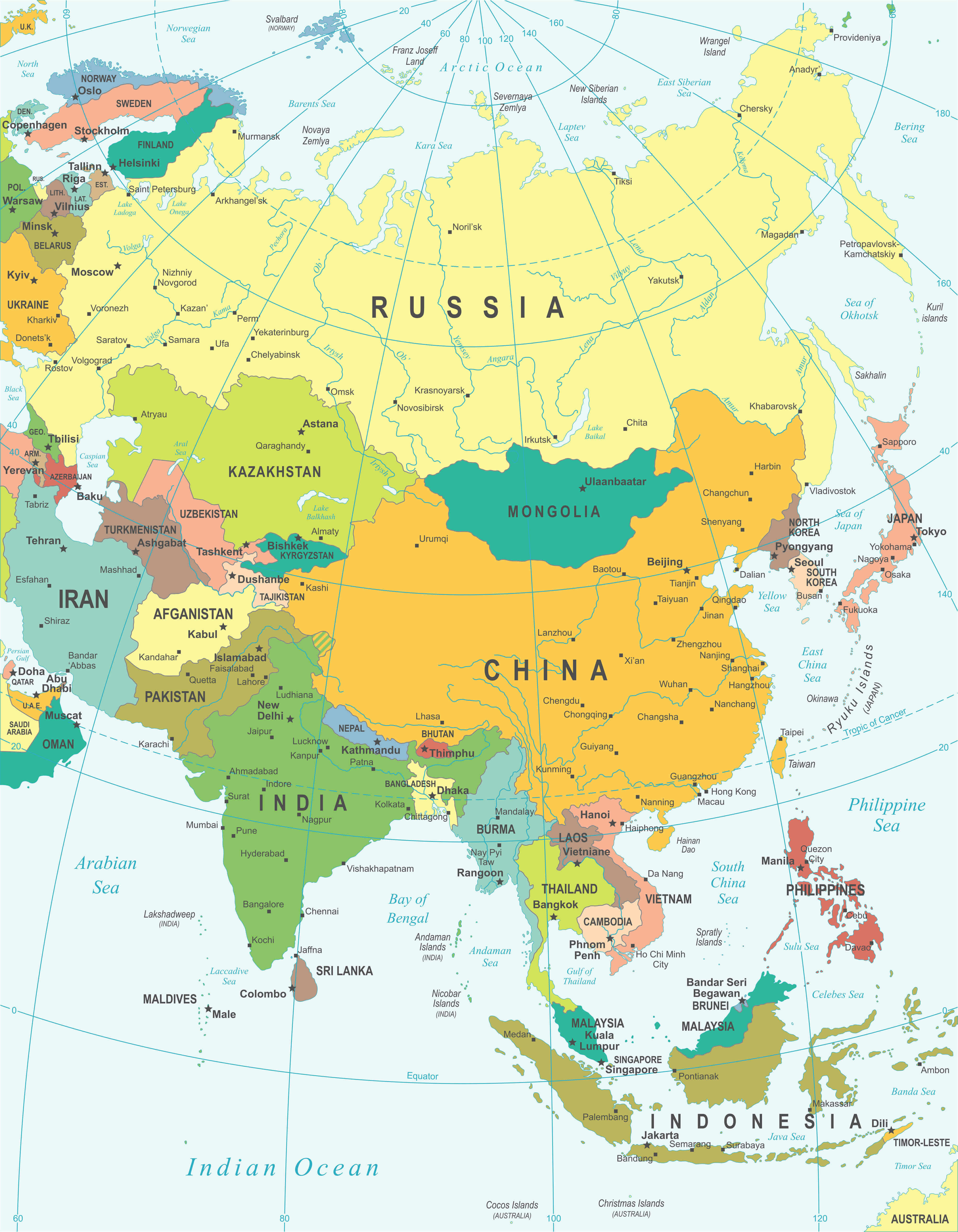 China Asia political map