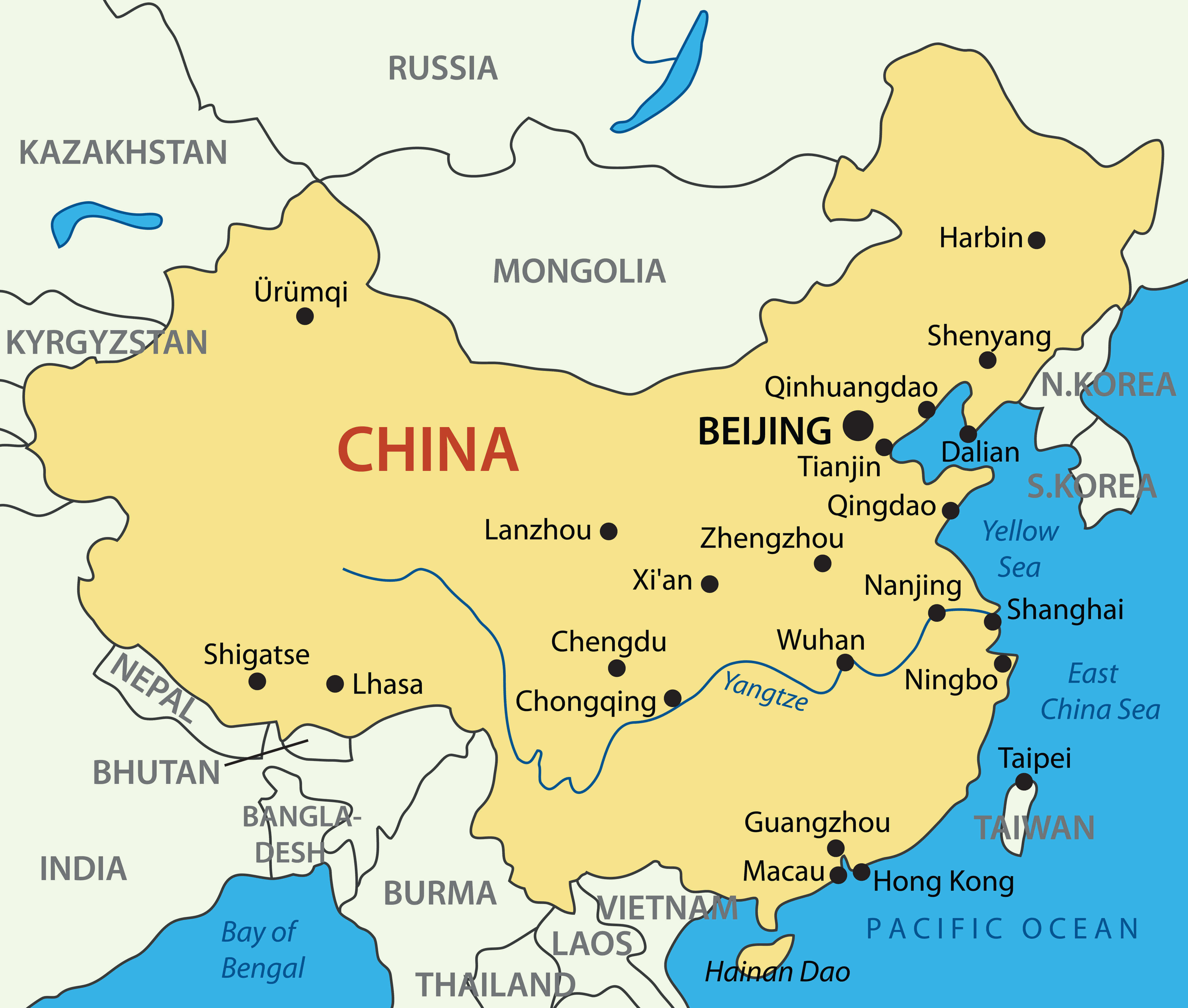 China HD largest cities map