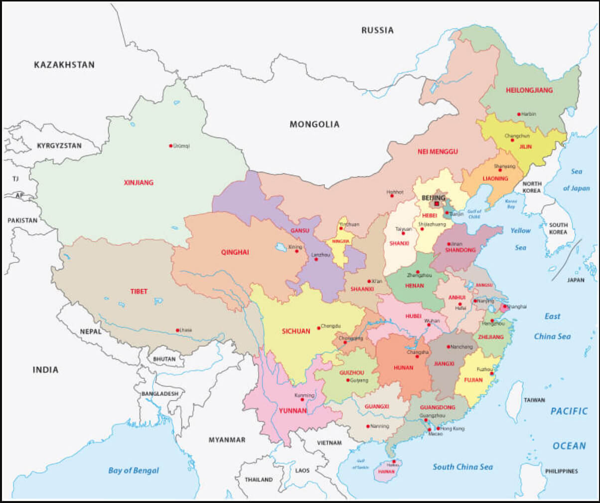 China administrative divisions map