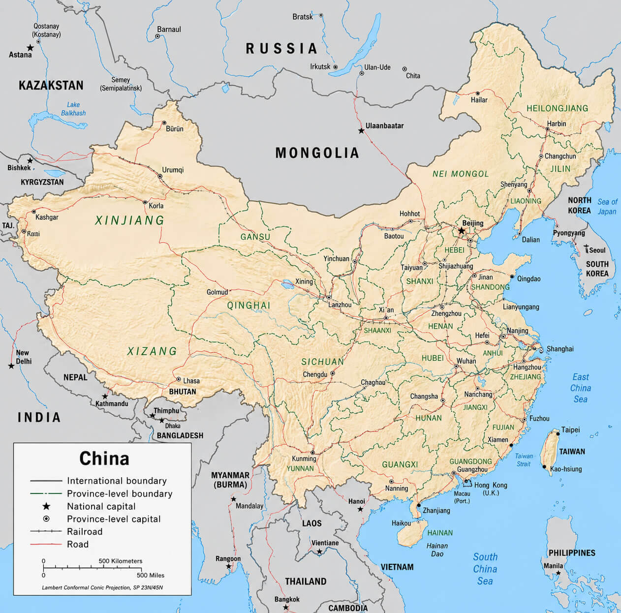 China detailed political map