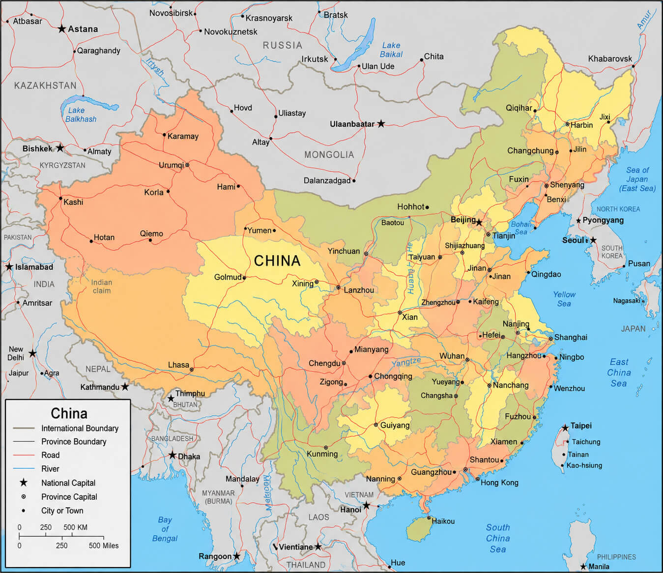 Political map of China