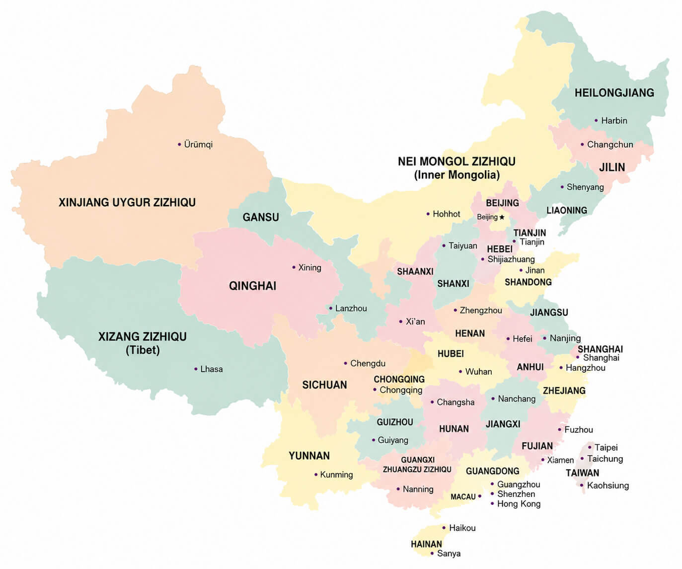 China administrative regions map
