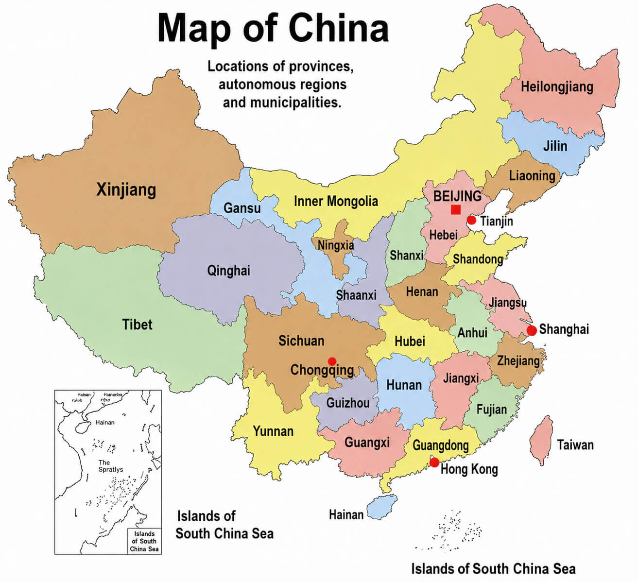 Regions map of China