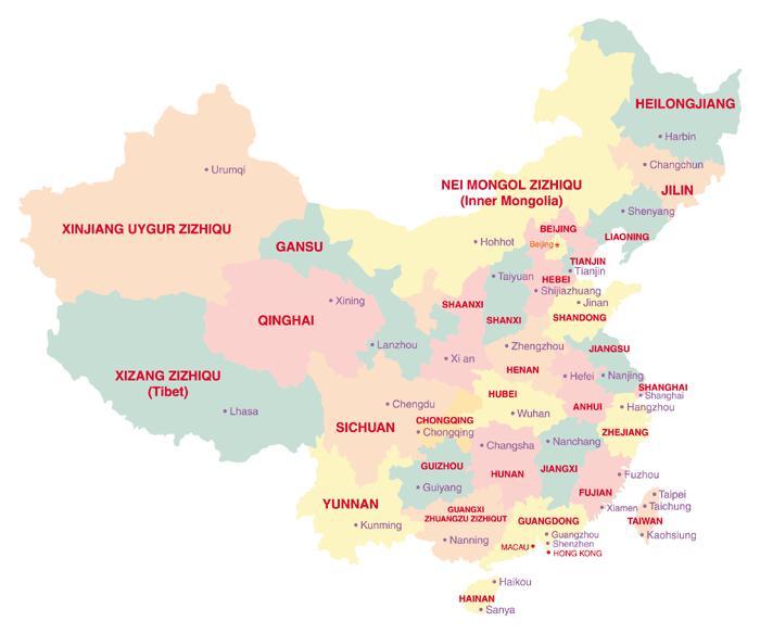 states of china map