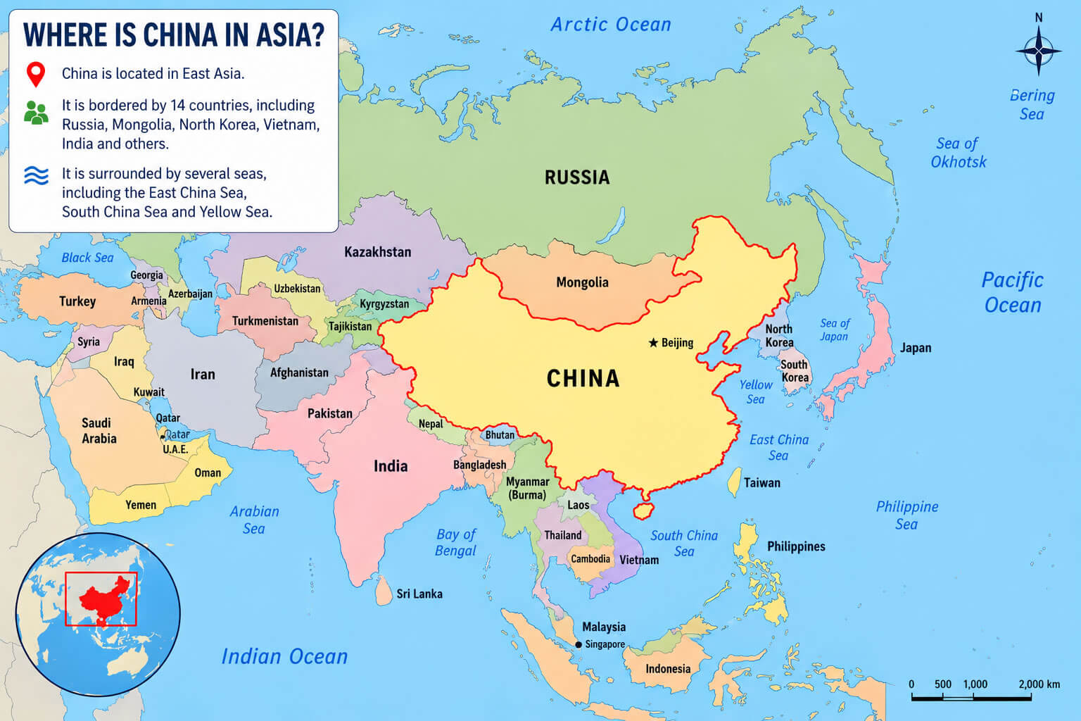 Where Is China in Asia Map