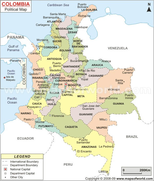 Colombia Map With Cities Colombia Map