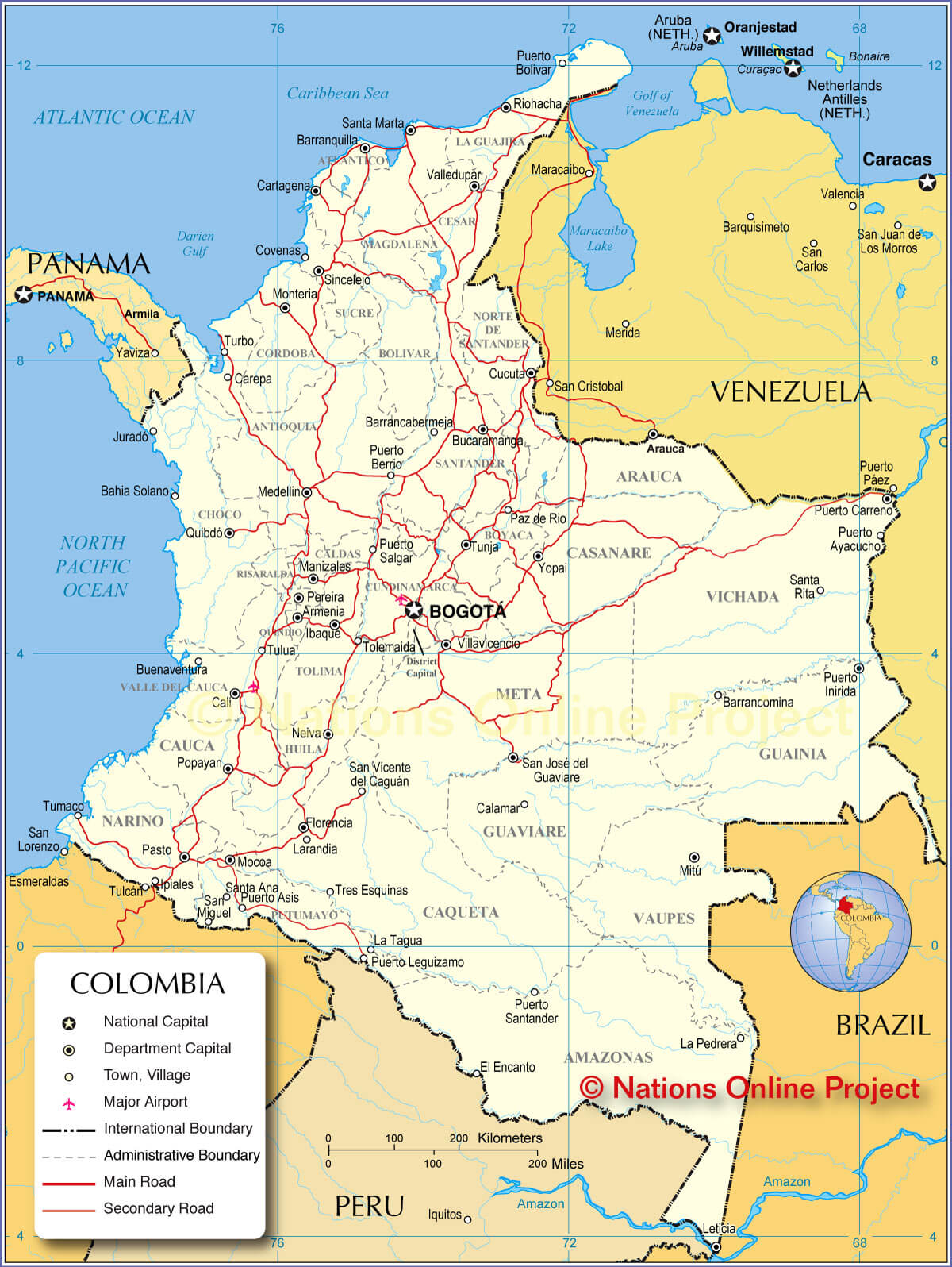 colombia political map