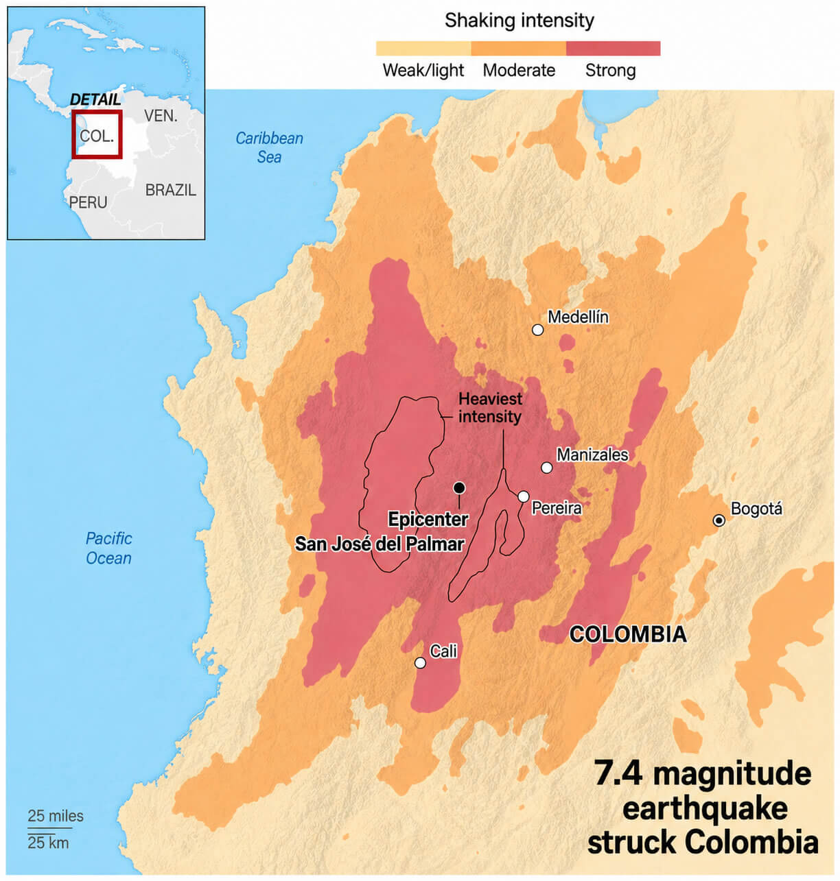 7.4 magnitude earthquake struck Colombia