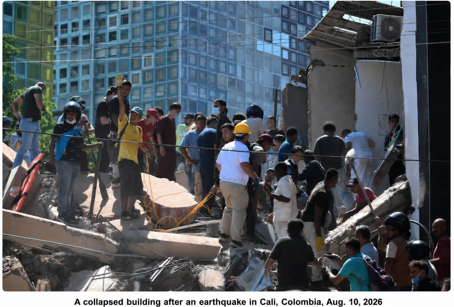 Collapsed building after an earthquake in Colombia 2026