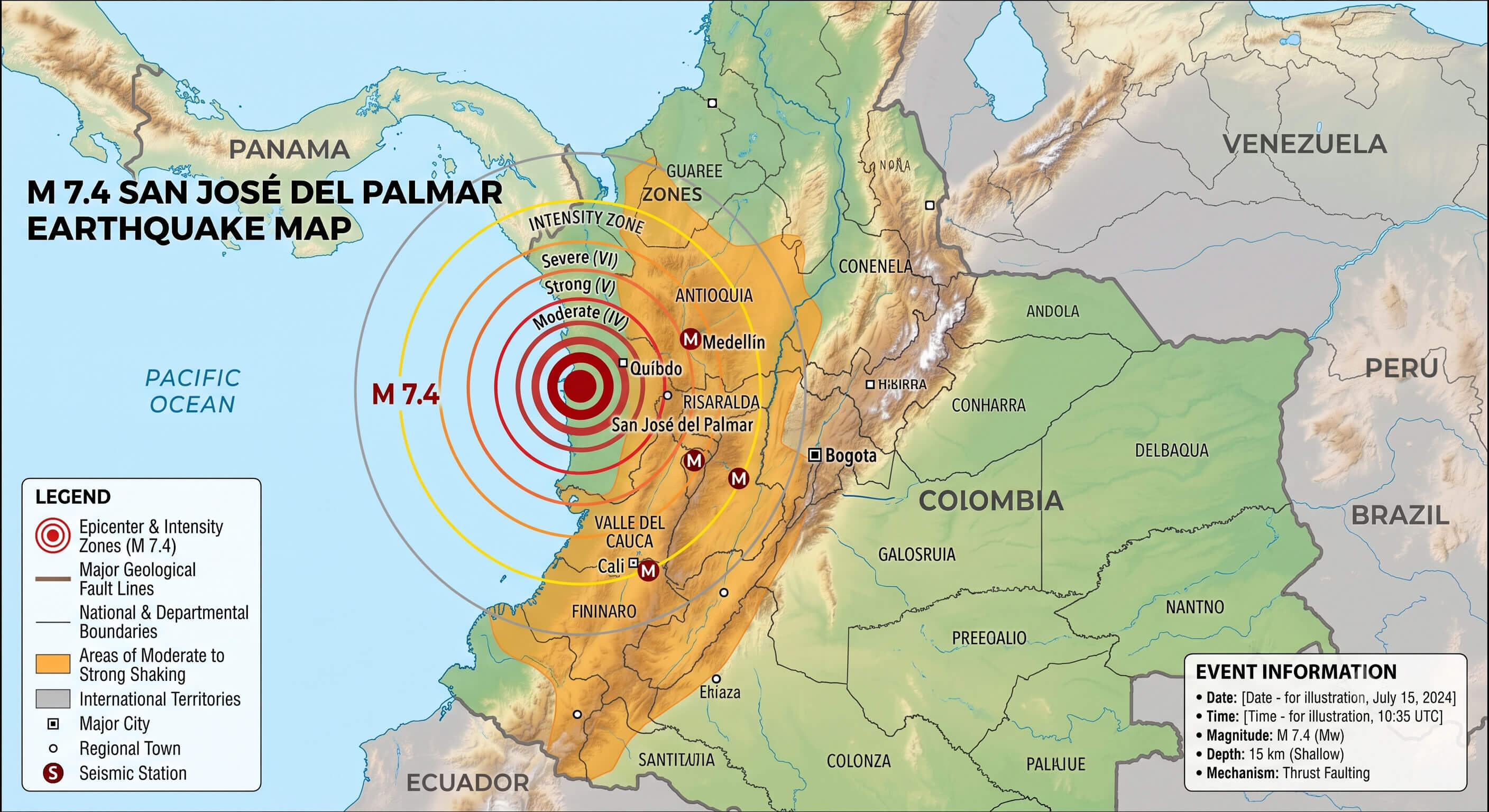 San Jose del Palmar Colombia earthquake map