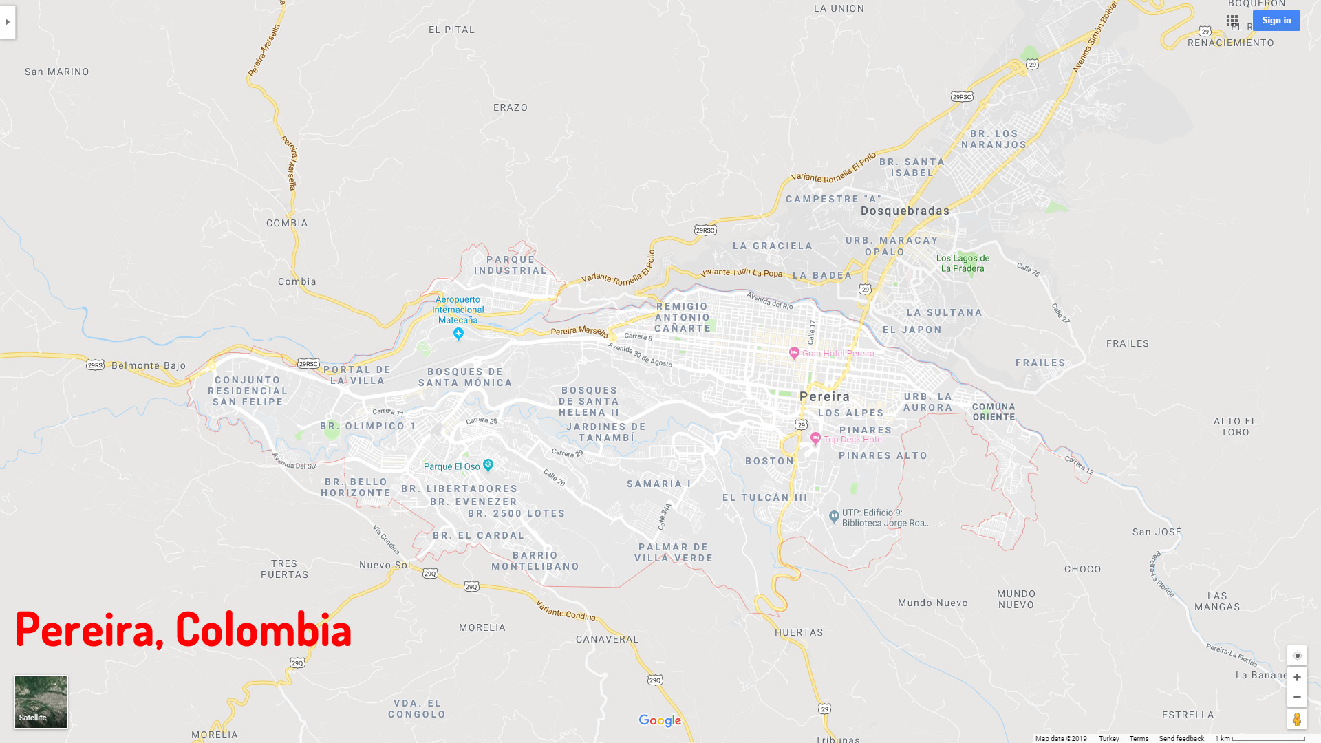 Pereira map Colombia