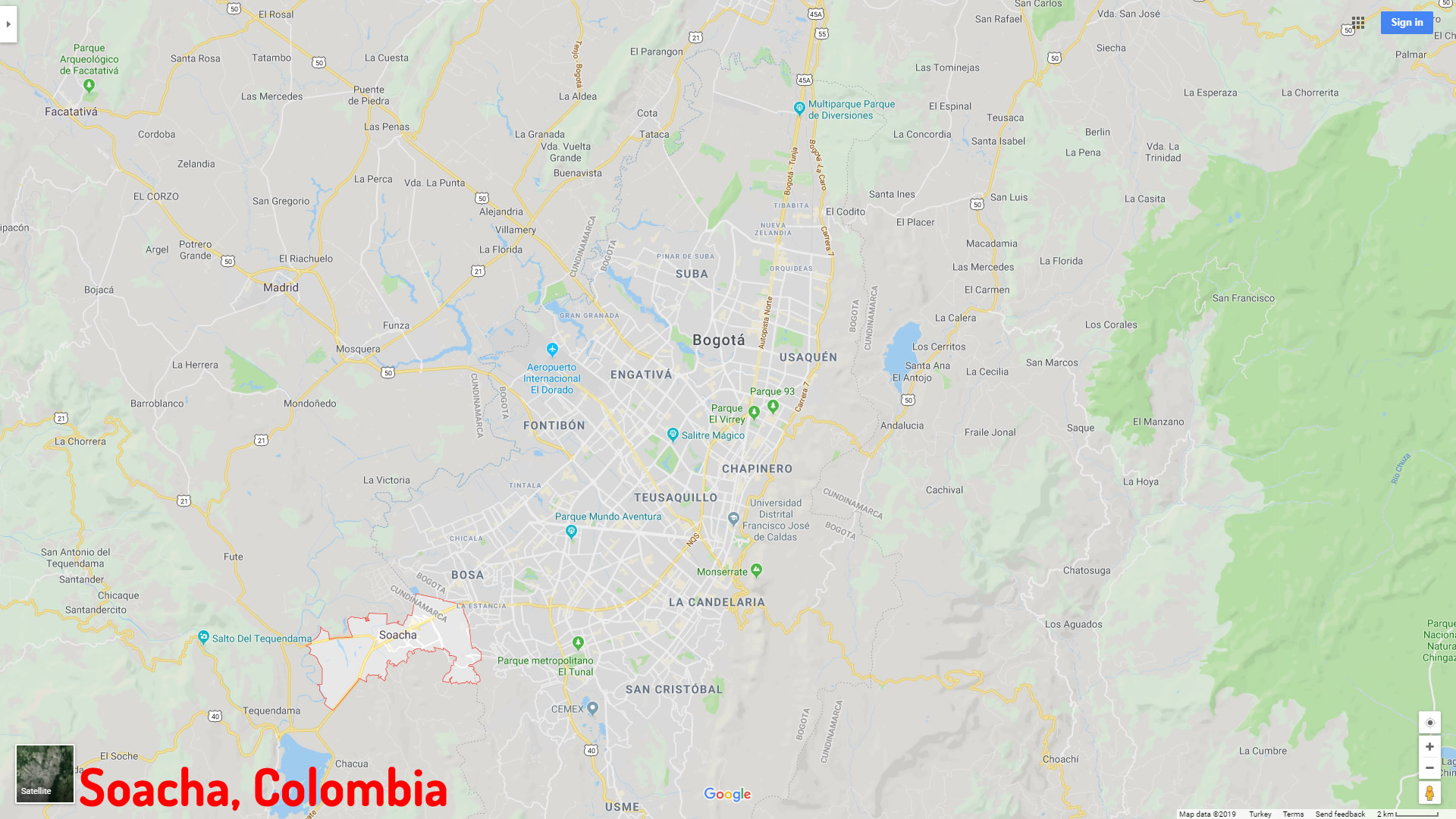 Soacha map Colombia