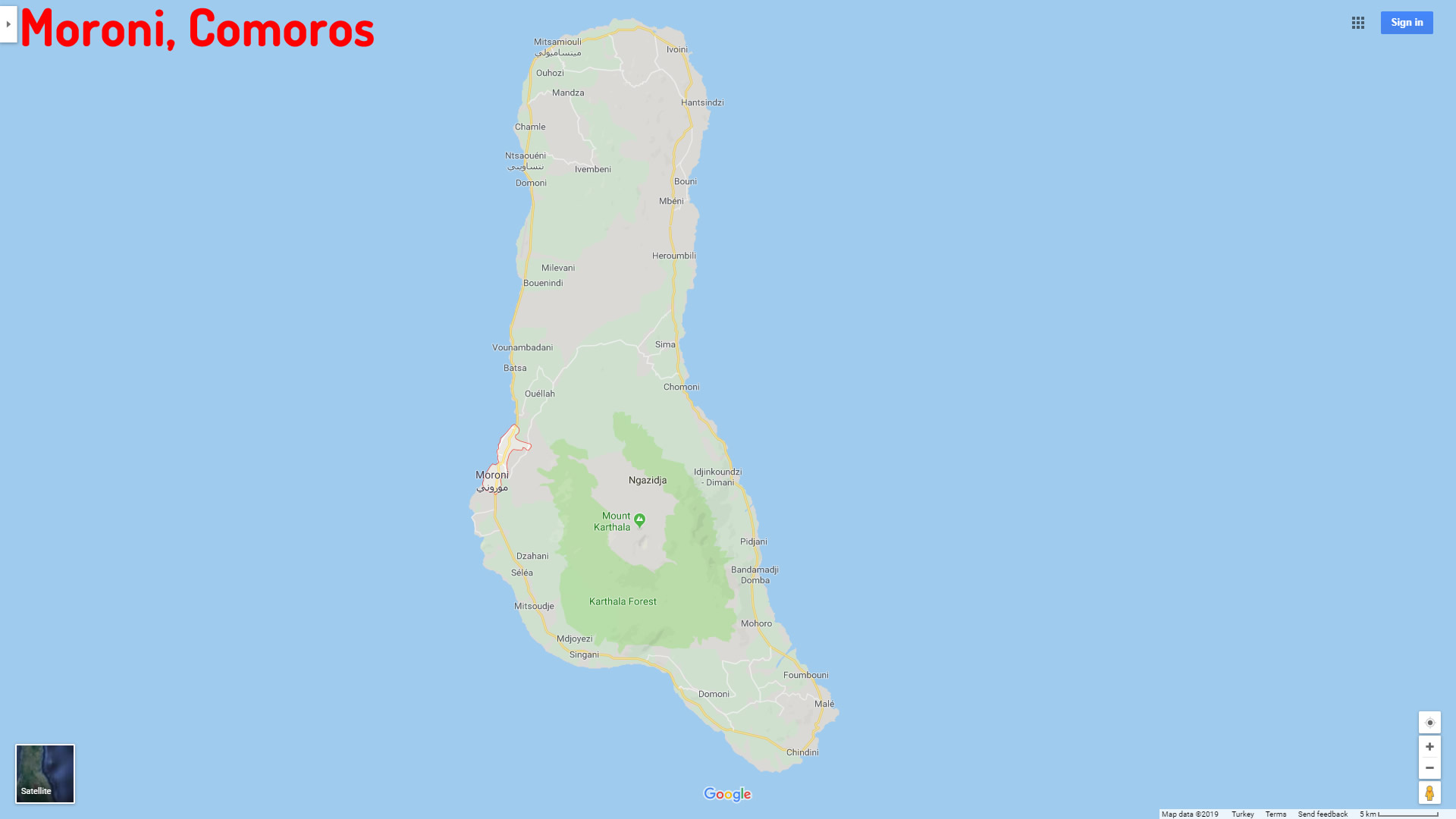 Moroni map Comoros