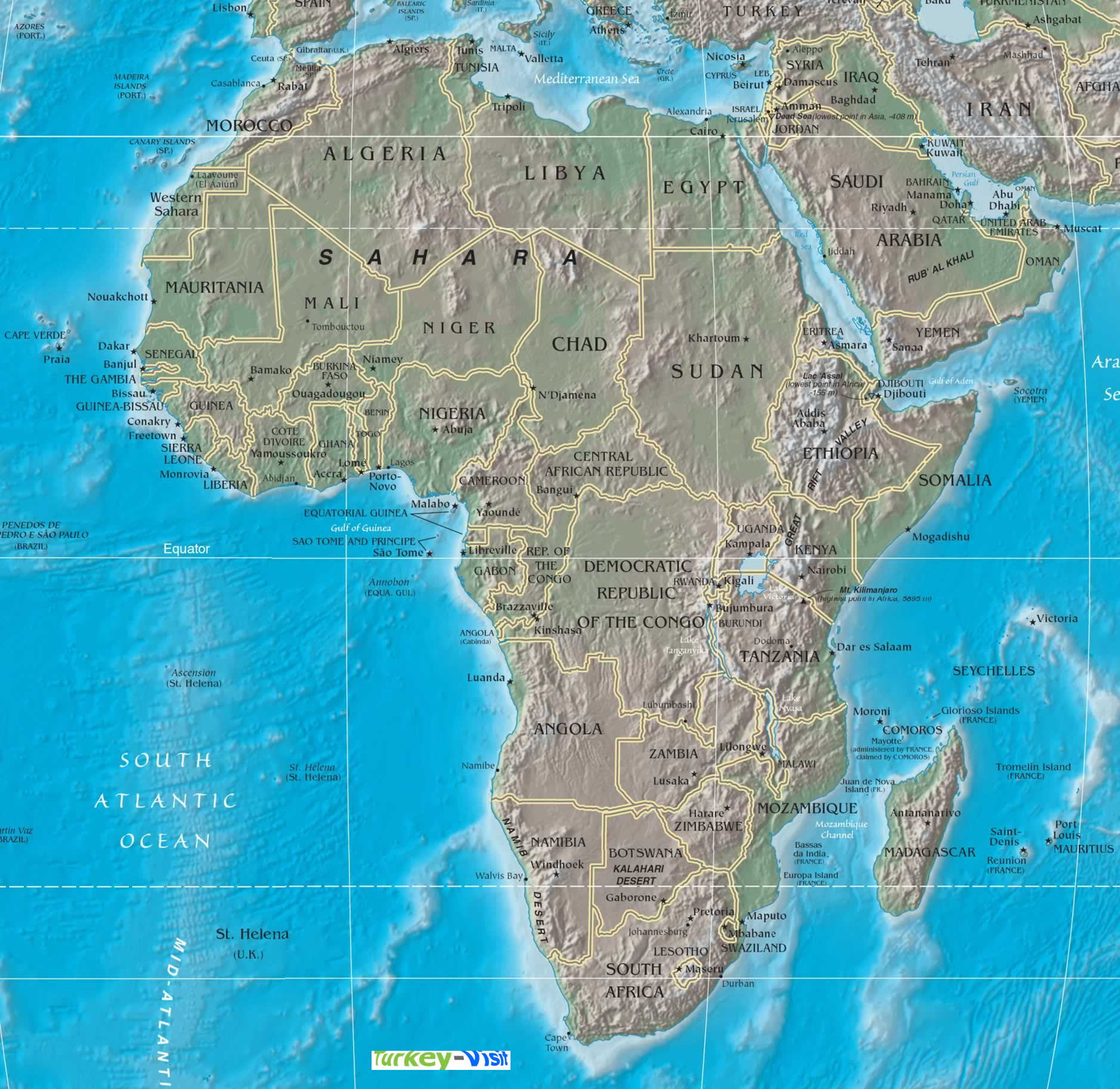 Physical Map of Africa