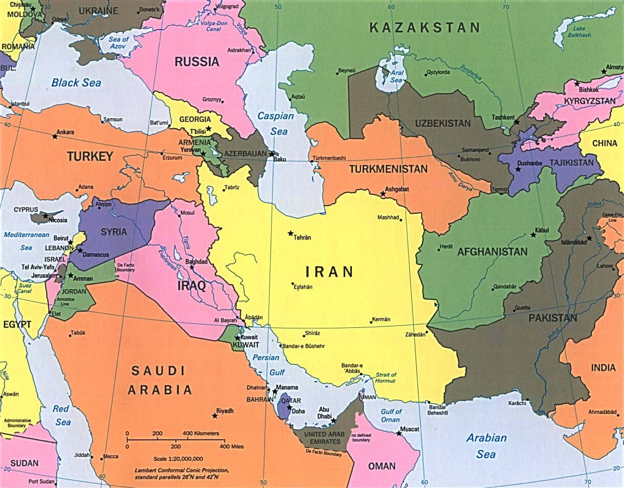 Map Of Asia And Middle East Countries 