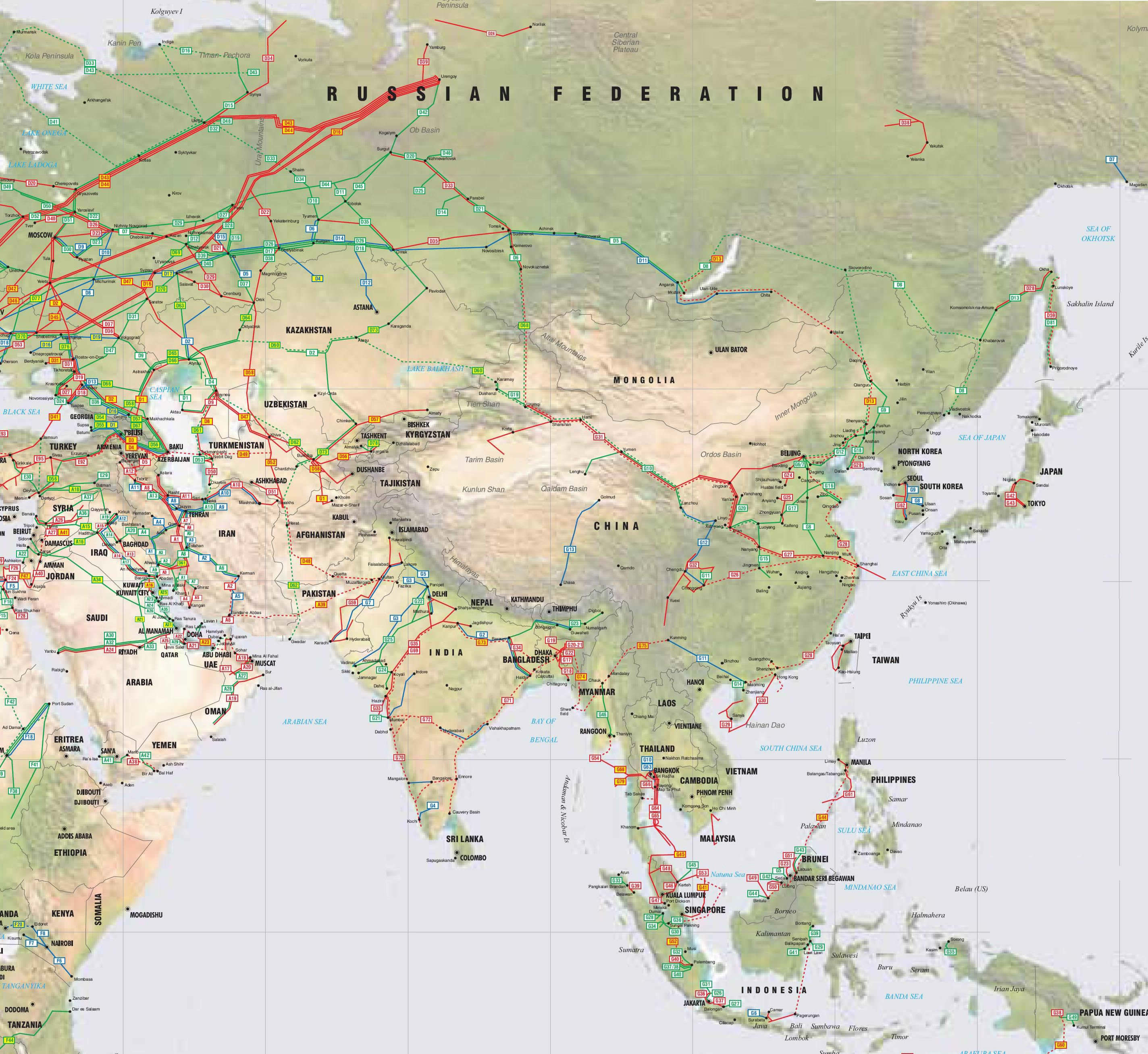 Asia Oil Gas Pipelines Map