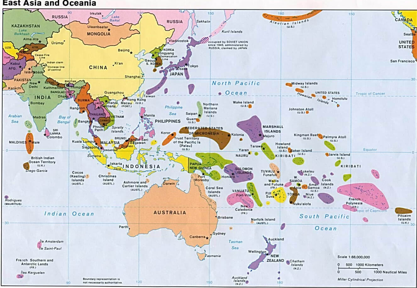 East Asia Oceania Political 1992