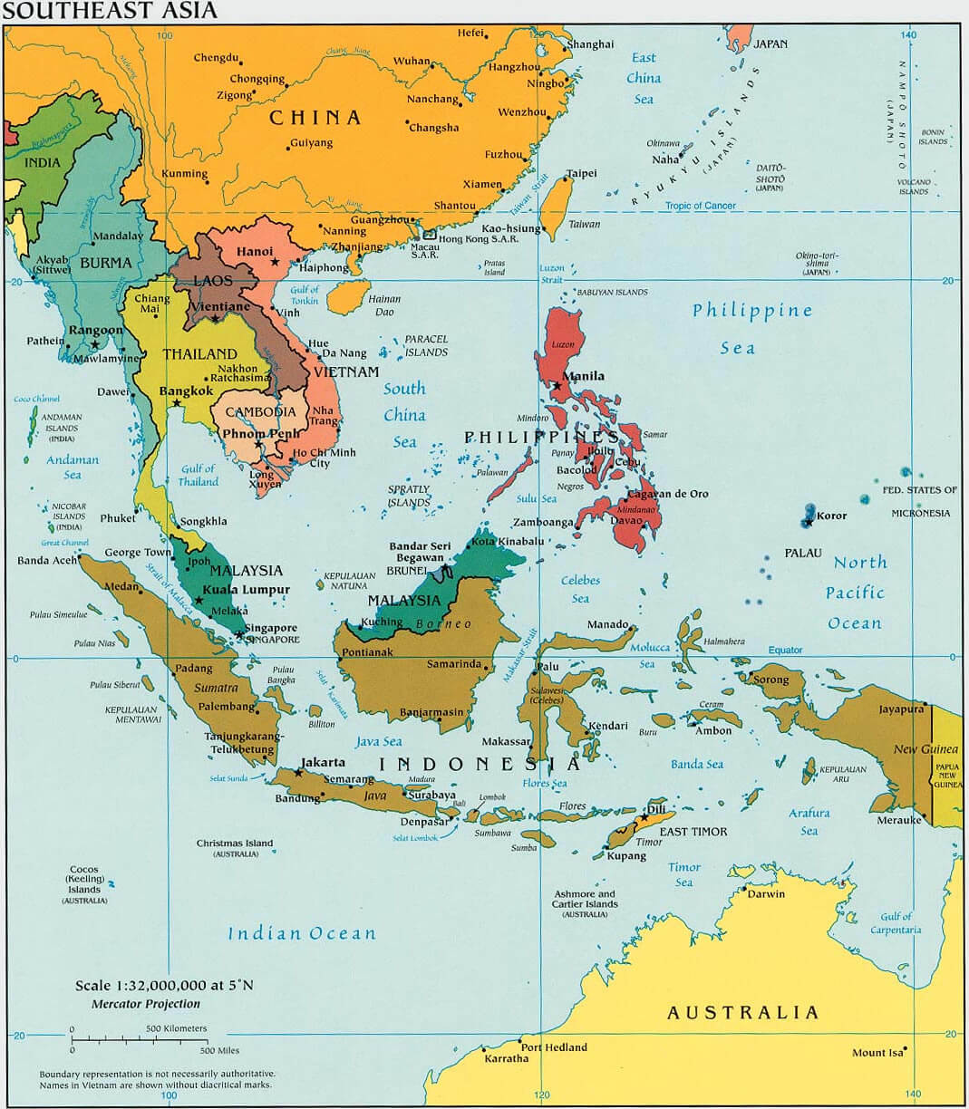 Southeast Asia Political Map 2003