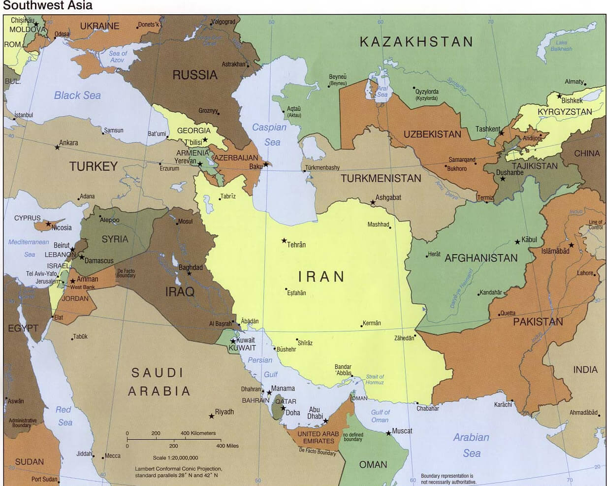 Western Asia Political Map 2000